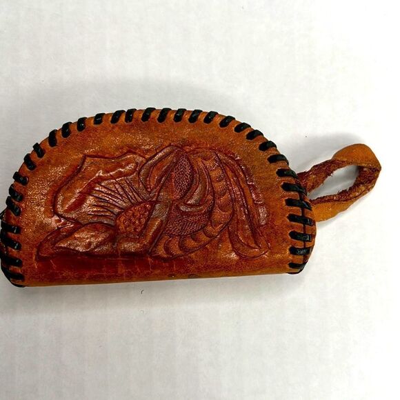 Handmade Vintage 1960’s Brown Leather coin Purse - Picture 1 of 6
